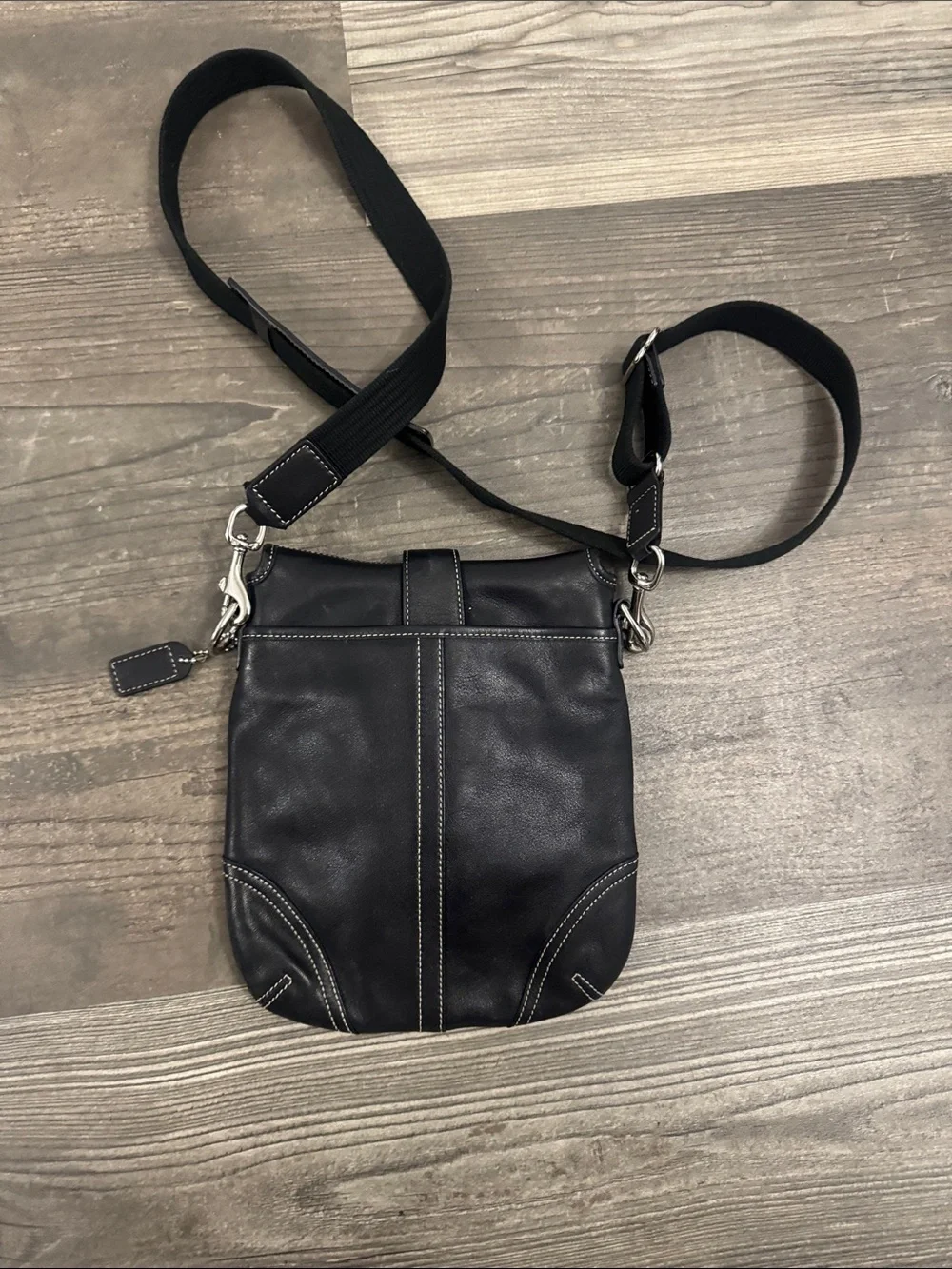 Coach Vintage Soho Black Leather Crossbody Bag with Silver Buckle